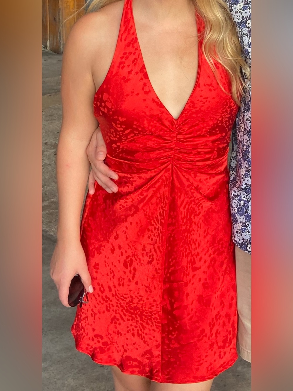 Zara Red Satin-Texture Slip Dress